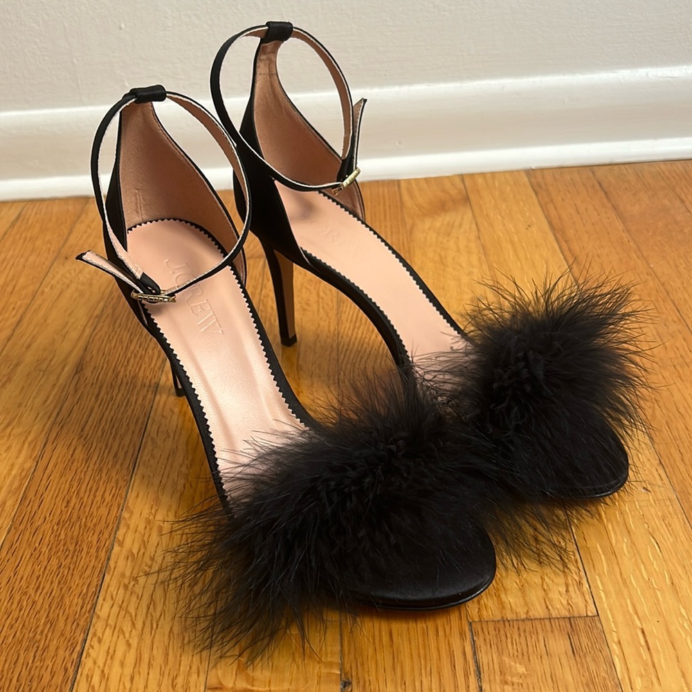 J Crew, 9.5, Collection Rylie feather-strap heels, never worn.